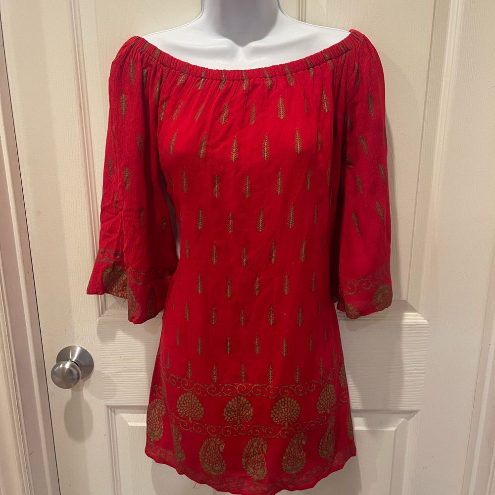 Chic Red Off-Shoulder Dress